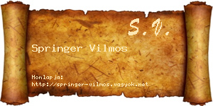 Springer Vilmos névjegykártya